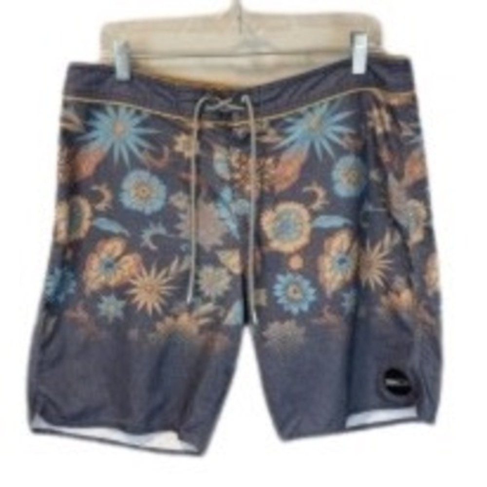 O'Neill Hyperfreak Sprouted Gray‎ Floral Board Shorts Size 33 Drawstring
